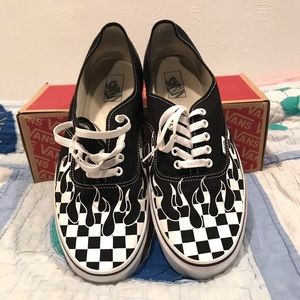 Checkered flamed vans